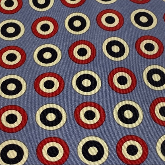 J Crew Blue Red Black Circles/targets/dots Silk USA Necktie Tie 56x3.75 - Picture 3 of 7